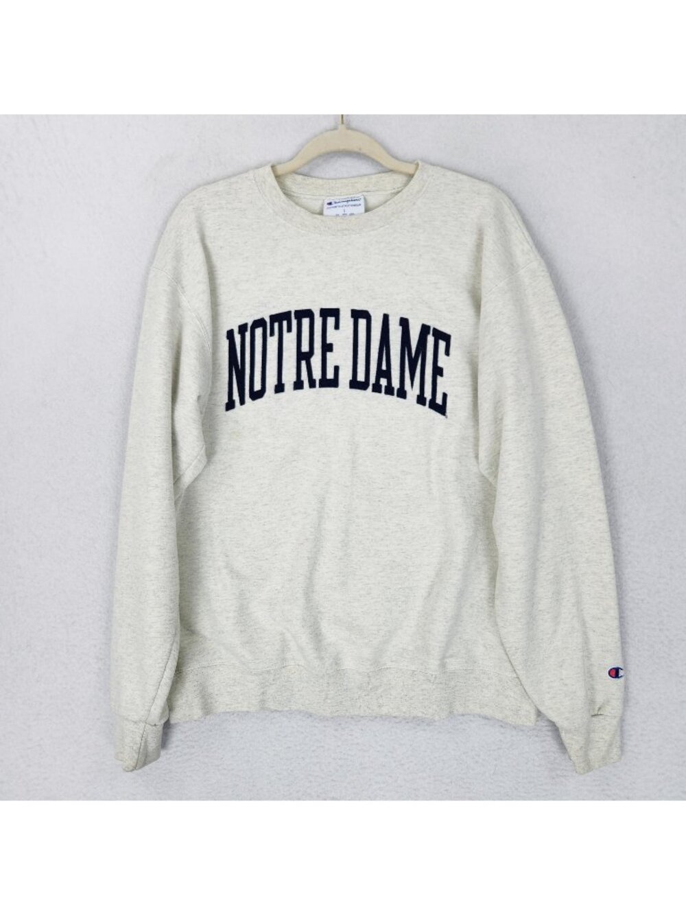 Notre Dame Sweater Mens Large Gray Champion Crewneck Sweatshirt Fighting Irish